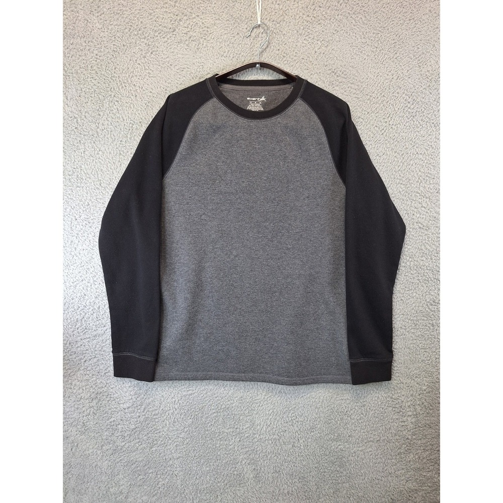 Exertek Mens Long Sleeve Shirt Gray Black Crew Neck Activewear Size M Casual